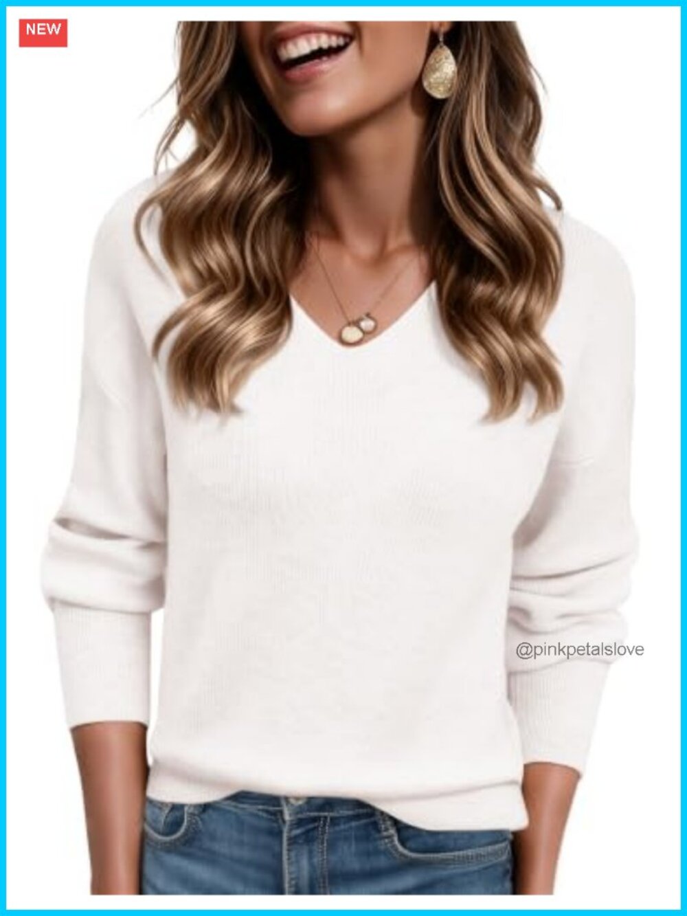 Womens Wool Blend V Neck Oversized Fall Casual Pullover Sweater